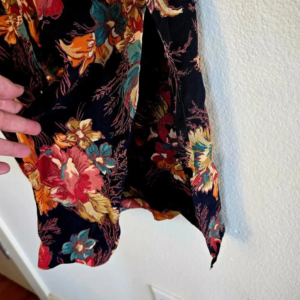 Size S – Vintage 70s Floral Chiffon Midi Skirt